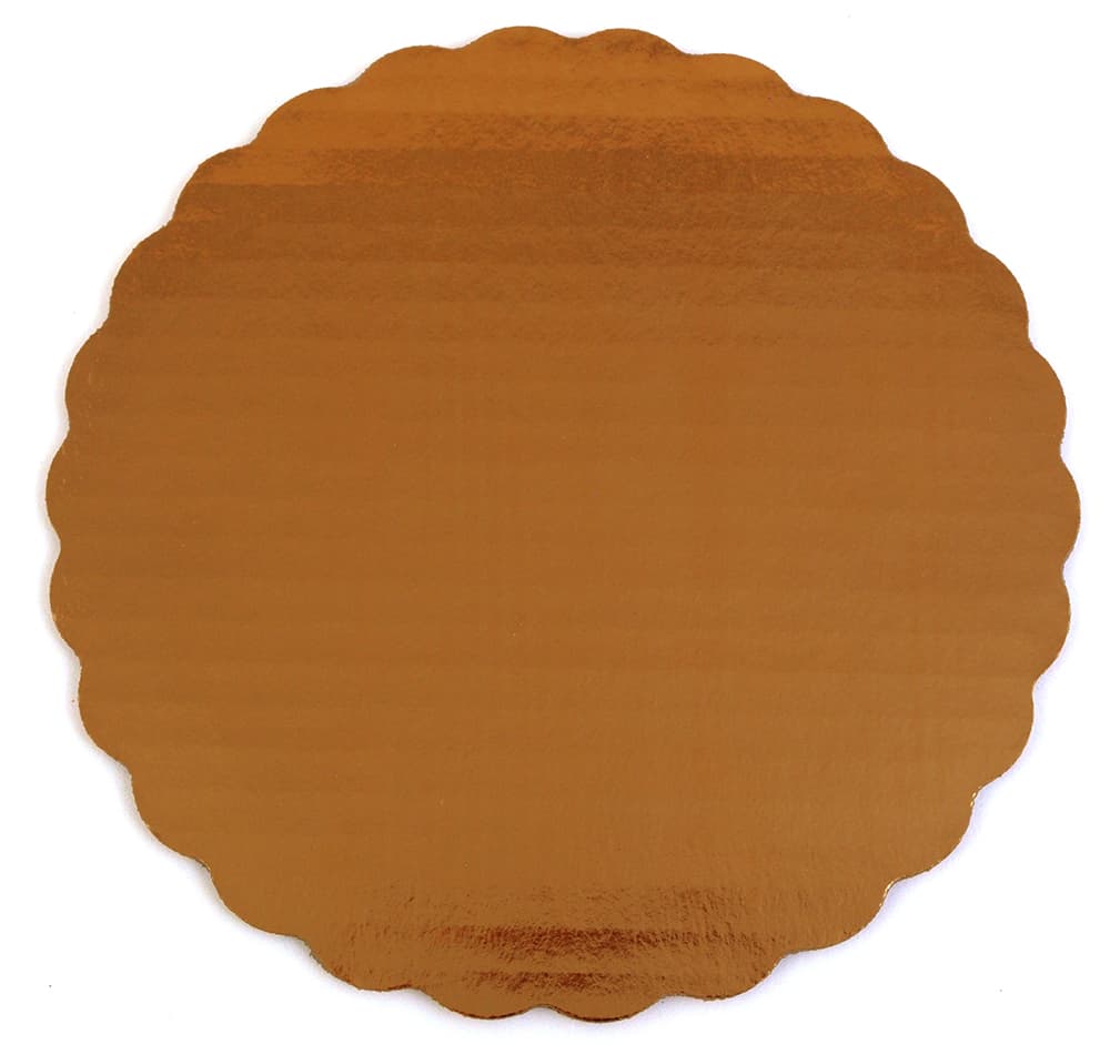 Southern Champion 8" Scalloped Metallic Gold Cake Circle