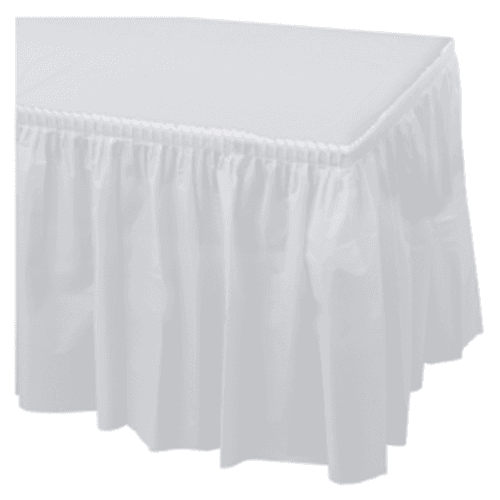 Hoffmaster 110010 White Plastic Table Skirt 14' x 29"