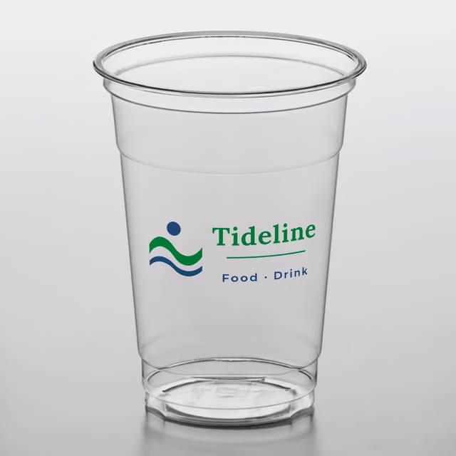 A printed clear PET cold cup