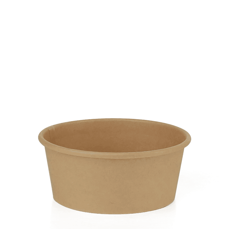 8 oz Squat Kraft Paper Soup Container, PLA Lined