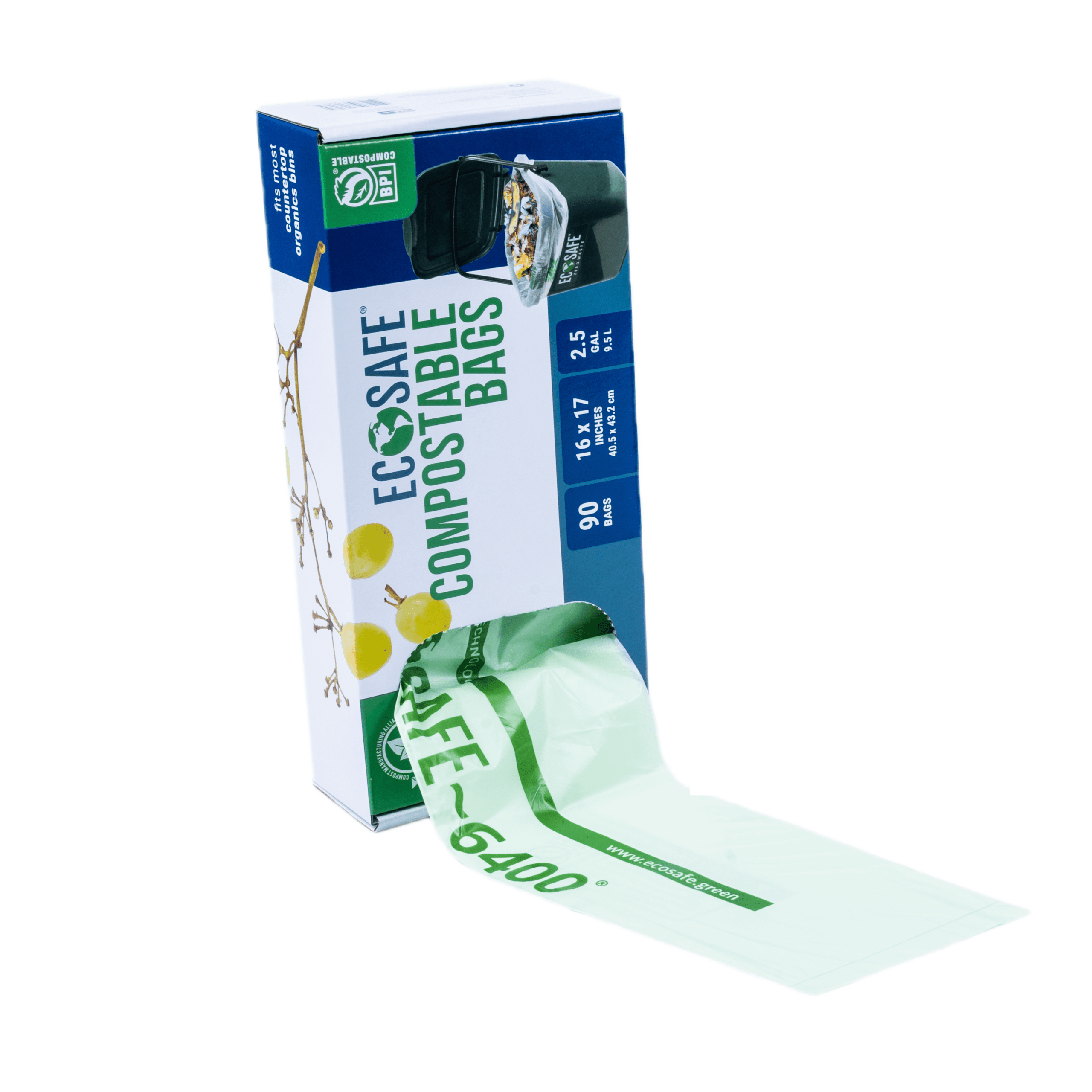 2.5 Gallon Compostable Kitchen Bin Liner, 16x17, 0.6 mil