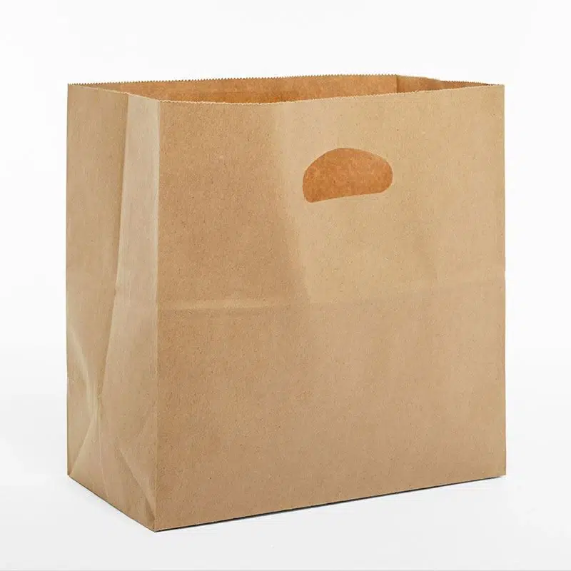 14" x 11" x 5" Kraft Paper Bag with Die-cut Handles - printed 1 color
