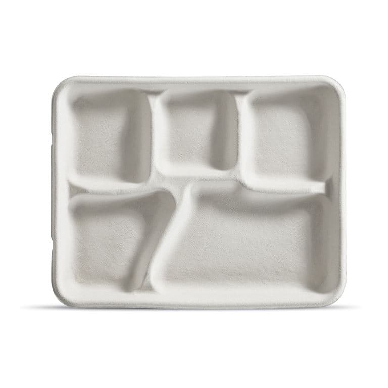 5-Compartment Fiber School Lunch Tray