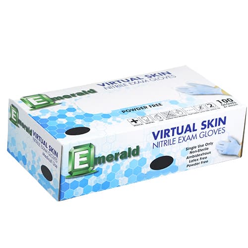 Virtual Skin Small Powder-Free Latex Free Nitrile Exam Gloves – 4 Mil