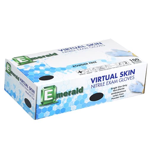 Virtual Skin Large Powder-Free Latex Free Nitrile Exam Gloves – 4 Mil