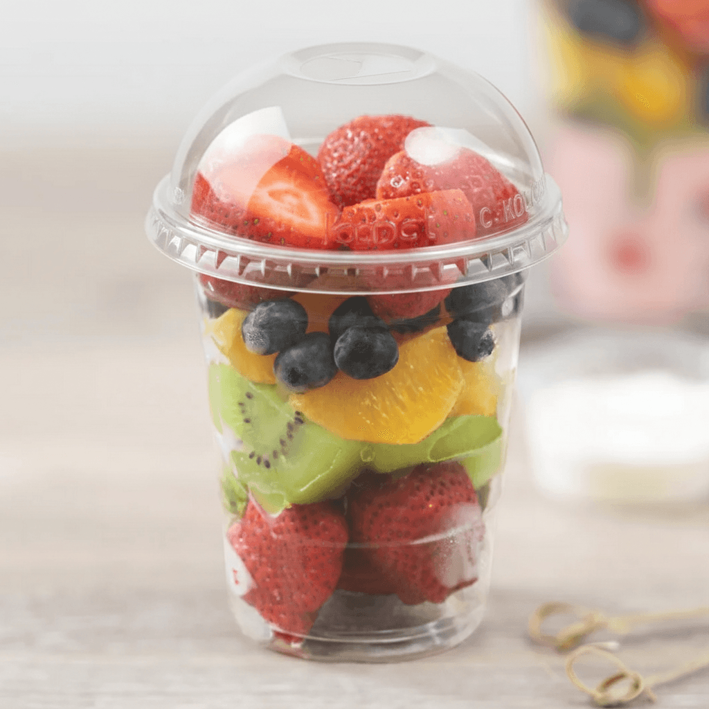 Karat® Clear No Hole Dome Lid For 12 oz-24 oz PET Cold Cup