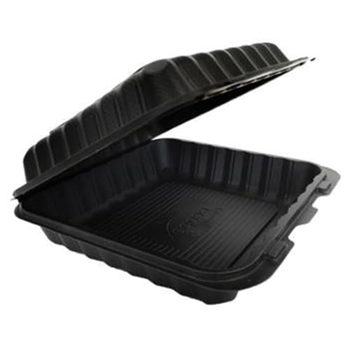 9" x 9" x 3" Black MFPP Clamshell, 1-Compartment