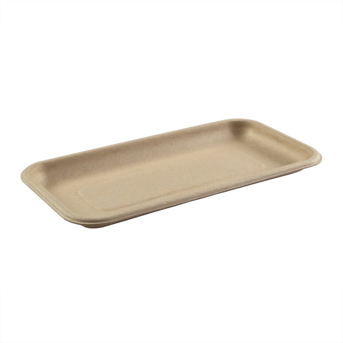 AmerCare 8.3" x 4.5" Molded Fiber / Pulp Rectangle Tray - Image 1