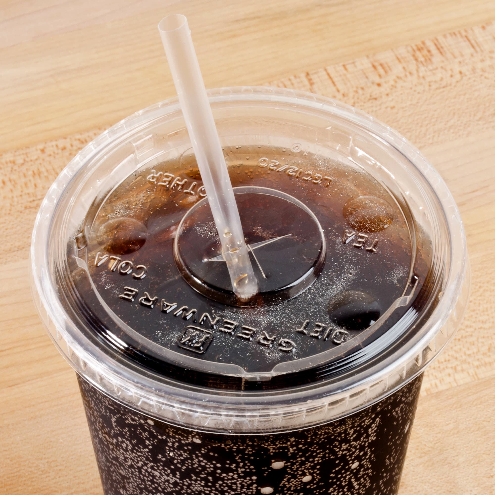 Clear PLA Lid with Straw Slot - fits 12 oz Clear Cold Cups - Image 1