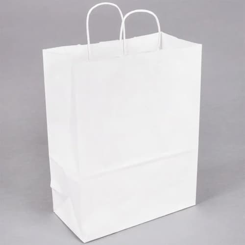 White Missy Paper Shopping Bag with Handles 10" x 5" x 13" - Image 1