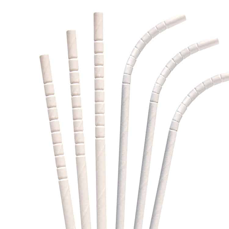 7.75” Flex White Paper Straw, Wrapped