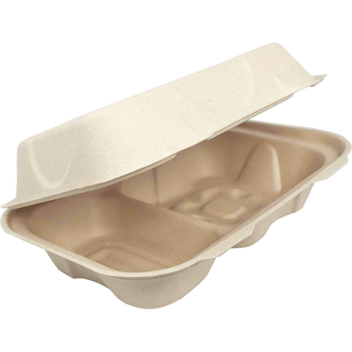 9" x 6" x 3" Fiber Clamshell, 2-Compartment - Image 1