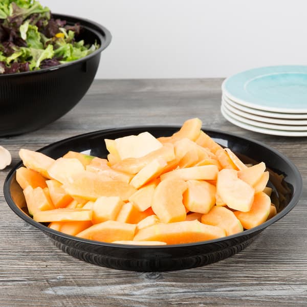 Fineline LPB14128PP.BK ReForm 128 oz. Black Low Profile Plastic Catering Bowl - Image 1