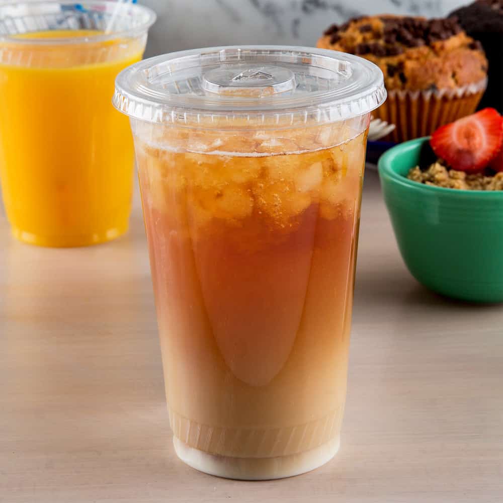 Clear Flat Lid with Straw Slot for 16, 20, 24oz Cups - Image 1