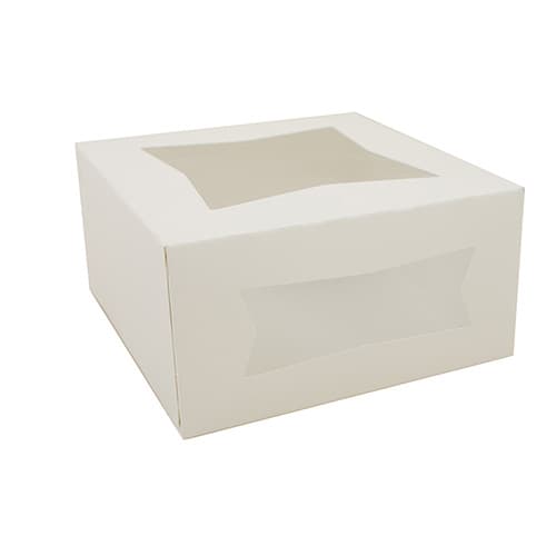 Southern Champion 8" x 8" x 4" White Auto-Popup Window Bakery Box - Image 1