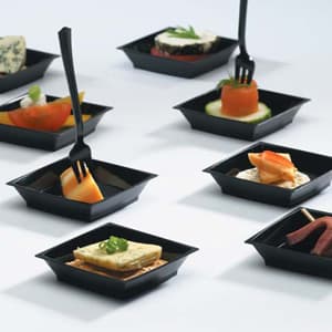 WNA Comet APTSQ25 Petites 2 1/2" Black Square Dish - 200/Case