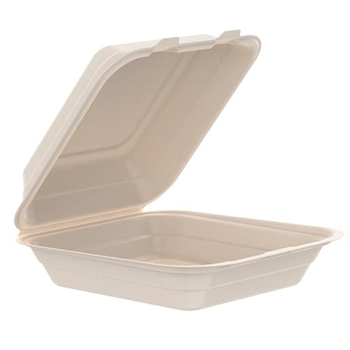 Dart 80FBRHT1 ProPlanet 8" x 8" x 3" Sugarcane / Bagasse Compostable PFAS-Free Take-Out Container - Image 1