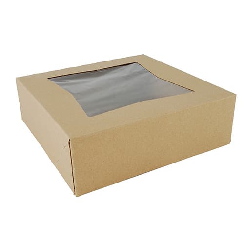 Southern Champion 8" x 8" x 2 1/2" Kraft Auto-Popup Window Bakery Box - Image 1