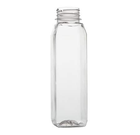 12 oz Tall Square PET Clear Juice Bottle - Image 1