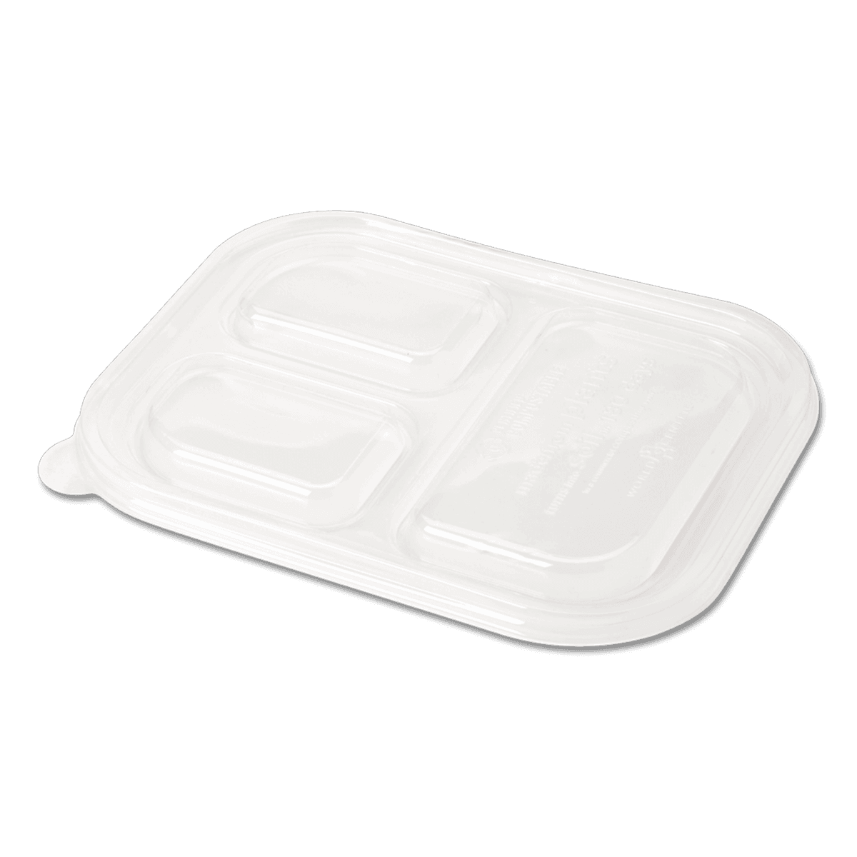 Clear PLA Lid - fits 10x8 Fiber Food Container, 3-Compartment - Image 1