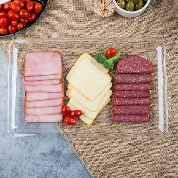 Fineline RC473.CL Innovative Caterware 18" x 12" Clear Plastic Rectangular Cater Tray - Image 1