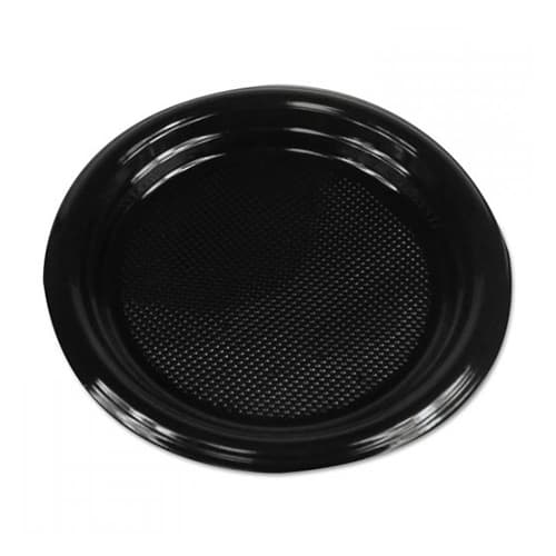 Boardwalk® Hi-Impact Plastic Dinnerware, Plate, 6″ Diameter, Black - Image 1