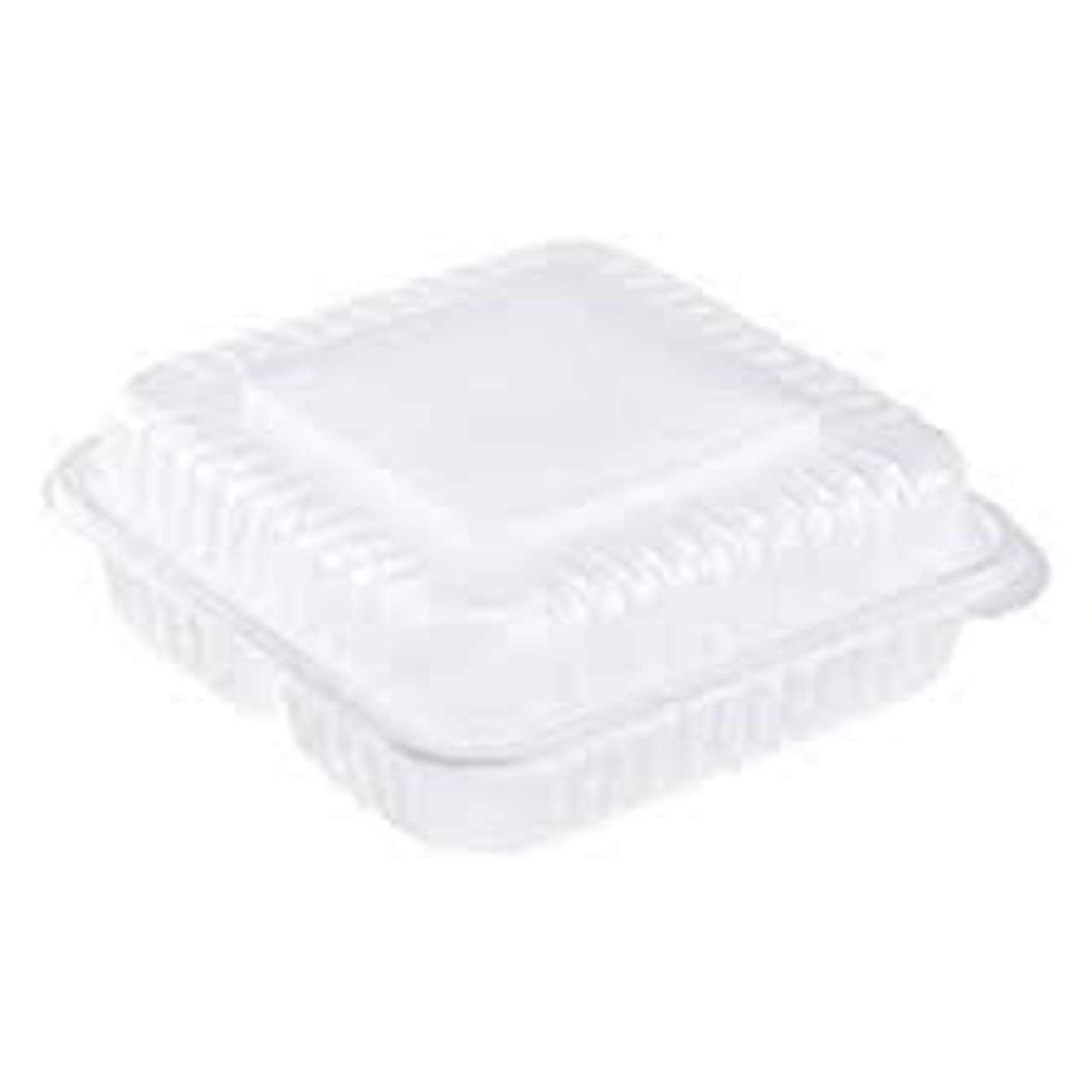 8" x 8" x 3" Clamshell, 3-Compartment, Clear