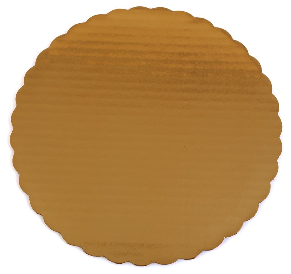 Southern Champion 10" Scalloped Metallic Gold Cake Circle
