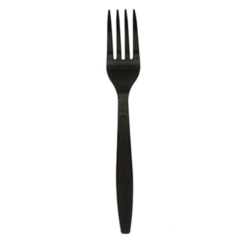 AmerCare Black Heavy Weight Plastic Fork - Image 1