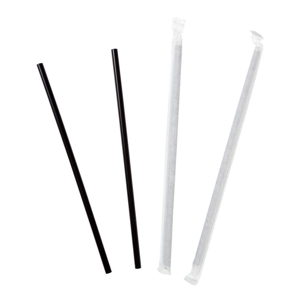 AmerCare Royal 7 3/4" Jumbo Black Wrapped Straw - Image 1