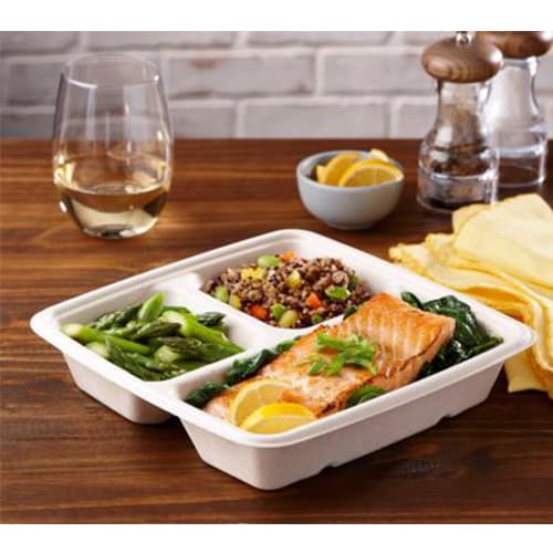 32 oz Square Pulp Bowl, 3-Compartment - Image 1