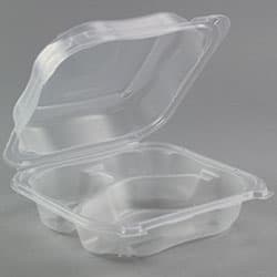 Genpak Clover 8.35” x 8.32” x 2.88 Large Hinged Three Compartment Container - Image 1