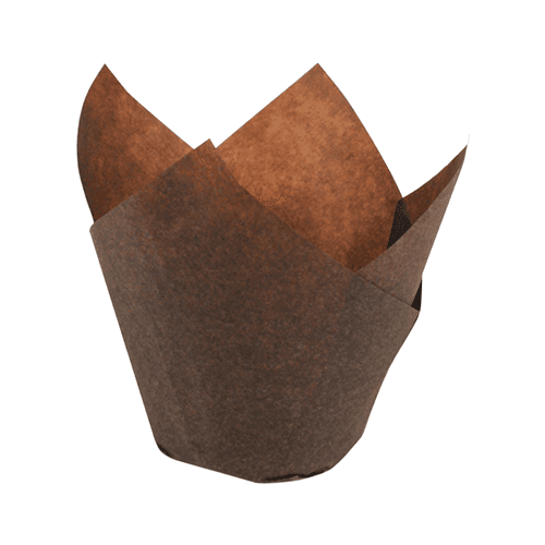 Hoffmaster 611101 2" x 3 1/2" Chocolate Brown Tulip Baking Cup - Image 1