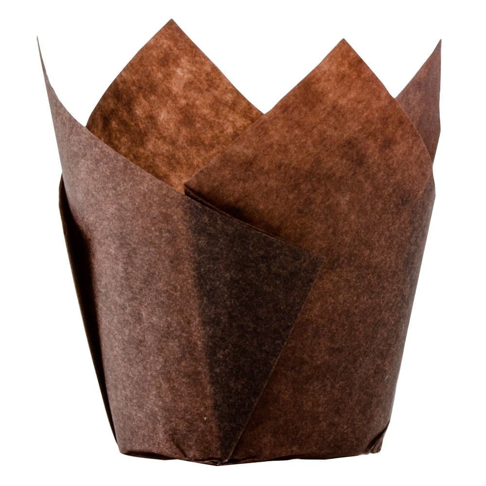 Hoffmaster 611101 2" x 3 1/2" Chocolate Brown Tulip Baking Cup