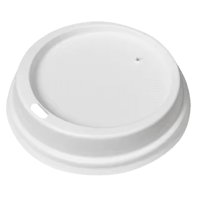 White Polystyrene Lid - fits 8 oz Paper Hot Cup