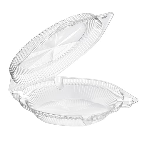 Inline 10" Clear Hinged Pie Container with Low Dome Lid - Image 1
