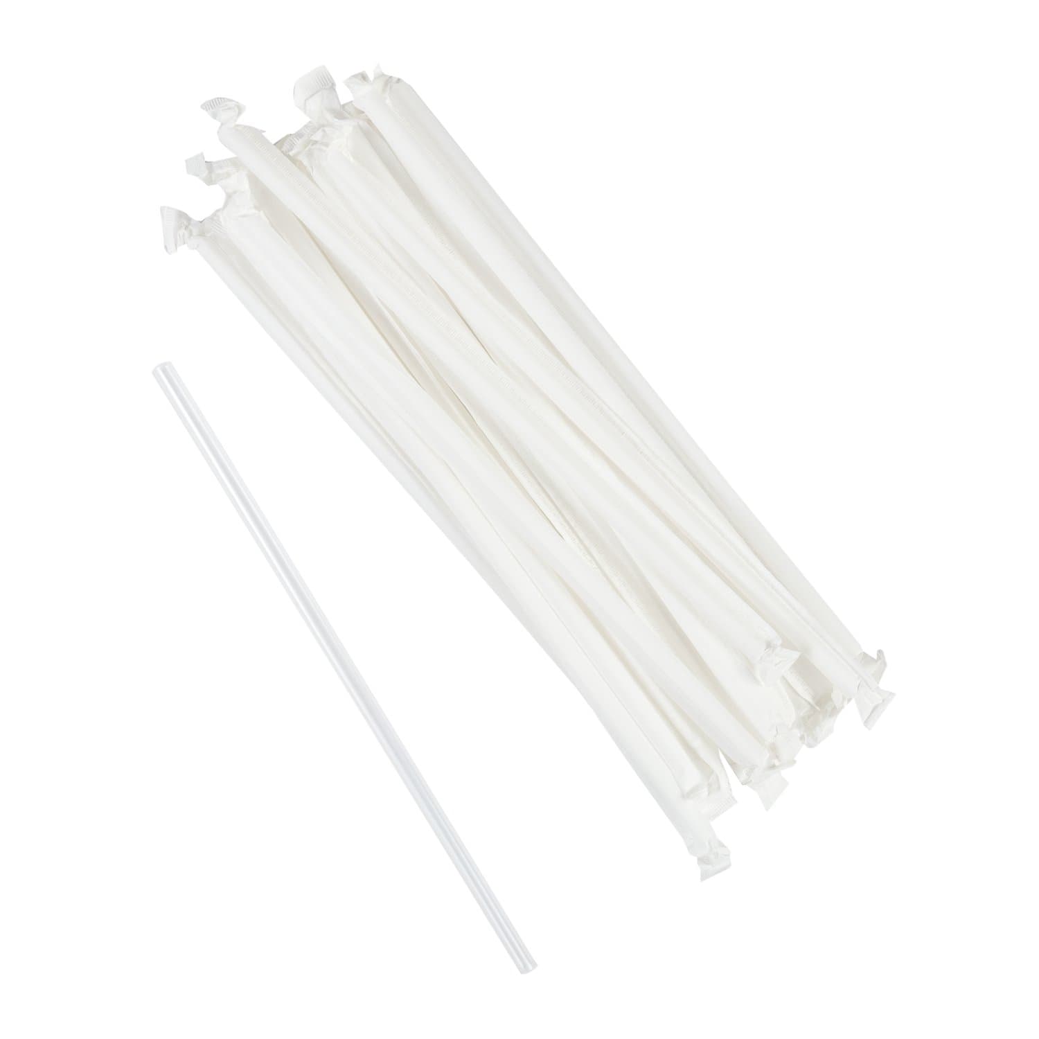 AmerCare Royal 10.25", Giant Clear Wrapped Plastic Straw - Image 1