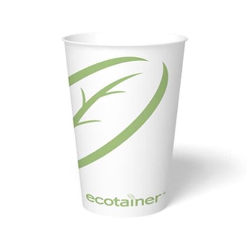 12 oz Compostable Paper Hot Cup, White - Image 1