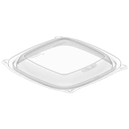 Dart PP816BDL PresentaBowls Pro Clear Square Vented Lid for 8, 12, and 16 oz. Square Plastic Bowls - Image 1