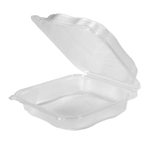 Genpak Clover Clear 9.23” x 9.65” x 2.88" X-Large Hinged Container - Image 1