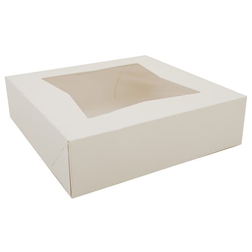 Southern Champion 9" x 9" x 2 1/2" White Auto-Popup Window Bakery Box - Image 1