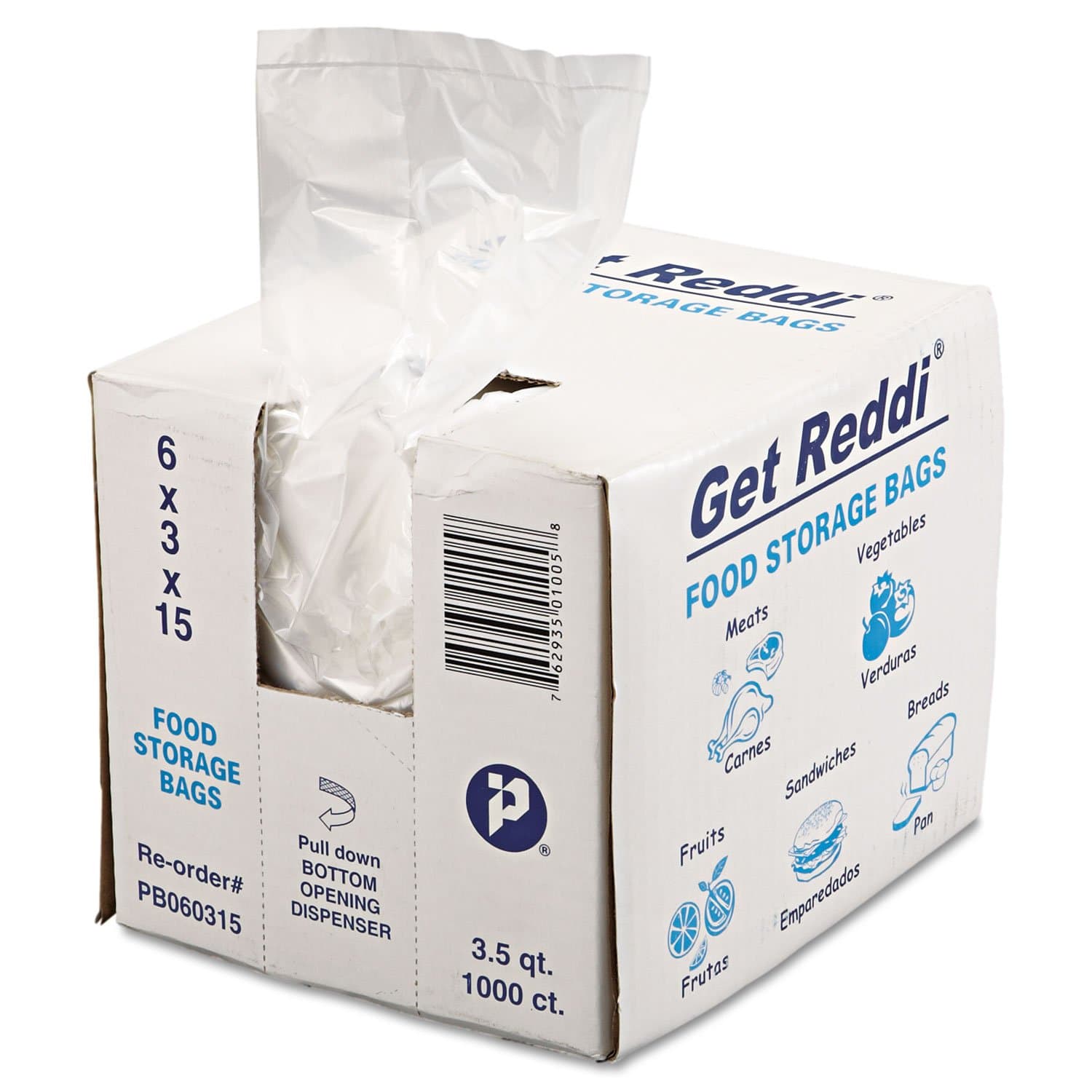 Inteplast Group PB060315 Get Reddi 6" x 3" x 15" 0.68 mil Std Plastic Food Bag - Image 1