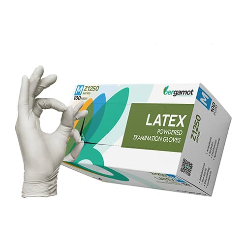 Bergamot Z1250 Medium Powder Free Exam Latex Glove - Image 1