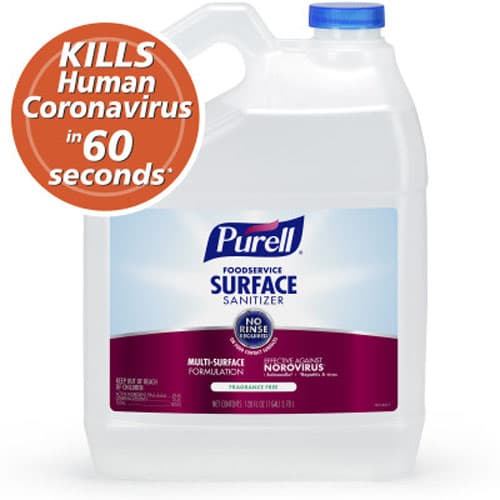 Purell 4341-04 Fragrance Free 1 Gallon Foodservice Surface Sanitizer