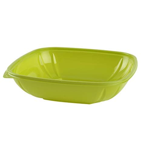 Fineline 15048L-GRN Super Bowl Plus 48 oz. Green Large Square PET Plastic Bowl - Image 1