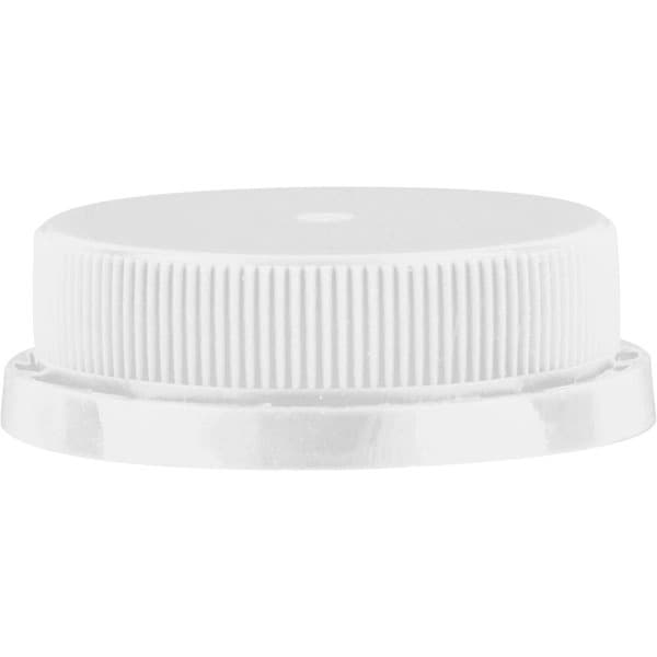 38-400 White HDPE Plastic Tamper-Evident Ratchet Caps - Image 1
