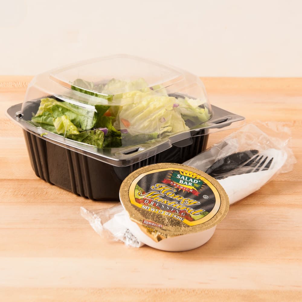 Polar Pak 29567 5" x 5" PET Black and Clear Hinged Take-out Container - Image 1