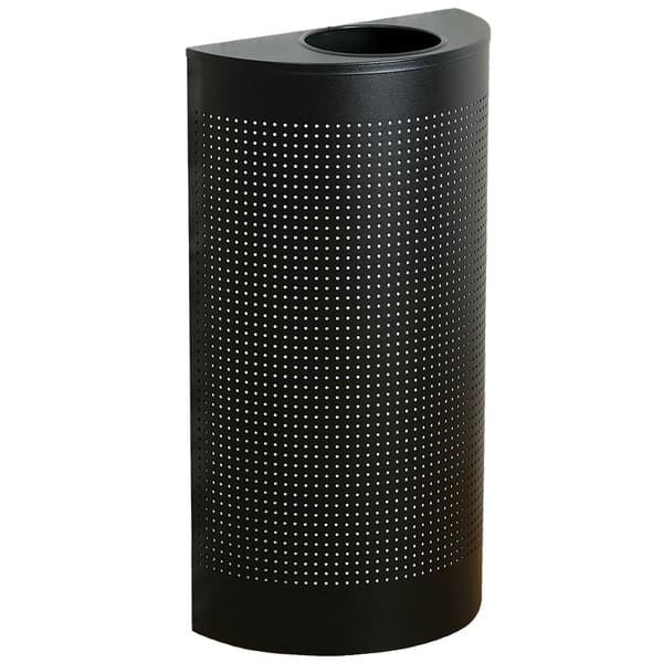 Rubbermaid FGSH12EPLTBK Silhouettes Black Steel Designer Half Round 12 Gallon Waste Receptacle