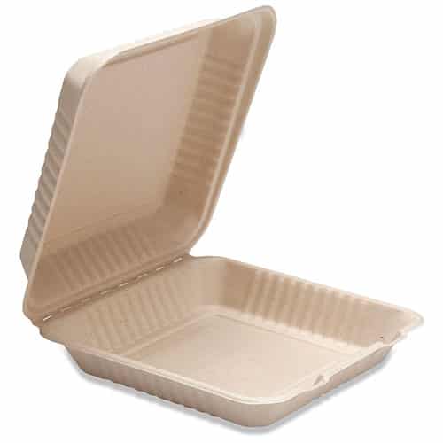 9" x 9" x 3" Fiber Clamshell, 1-Compartment