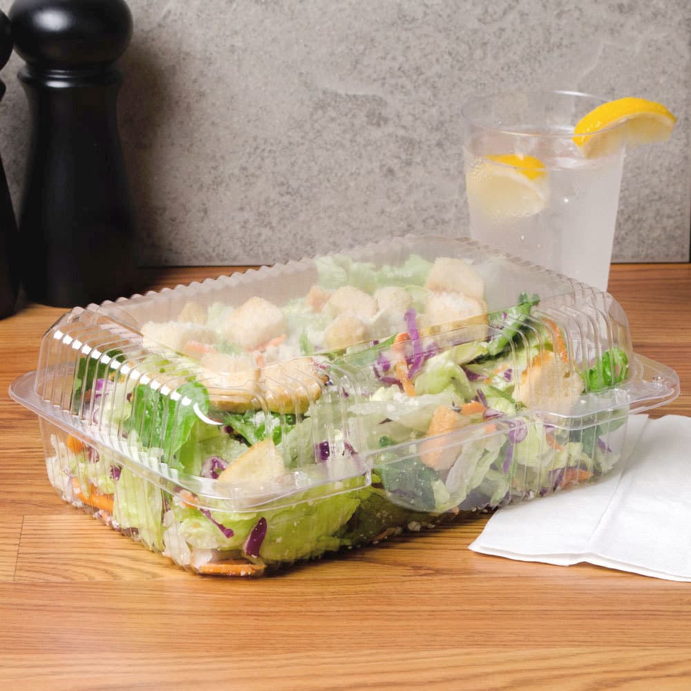 Dart StayLock Clear Hinged Plastic Medium High Dome Oblong Container - Image 1